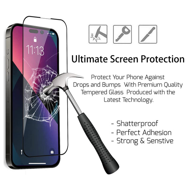 Ultimate iPhone Protection Bundle: 15'/5m Drop Tested Clear Case & 3X Tempered Glass Screen Protectors