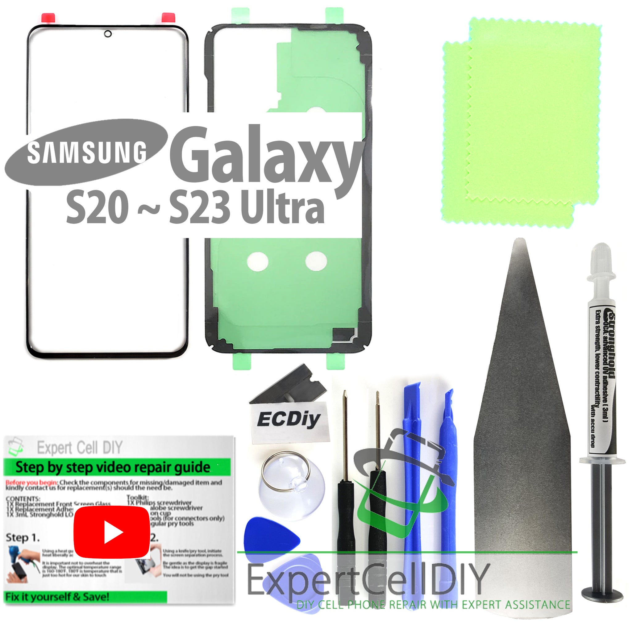 Samsung Galaxy S20~S23 Ultra/Plus/FE Front Screen Glass Repair Kit