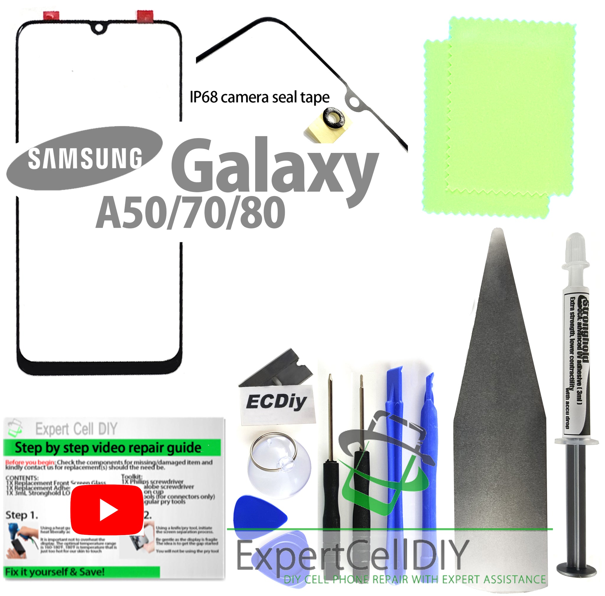 Samsung Galaxy A50/A70/A80 Front Screen Glass Repair Kit