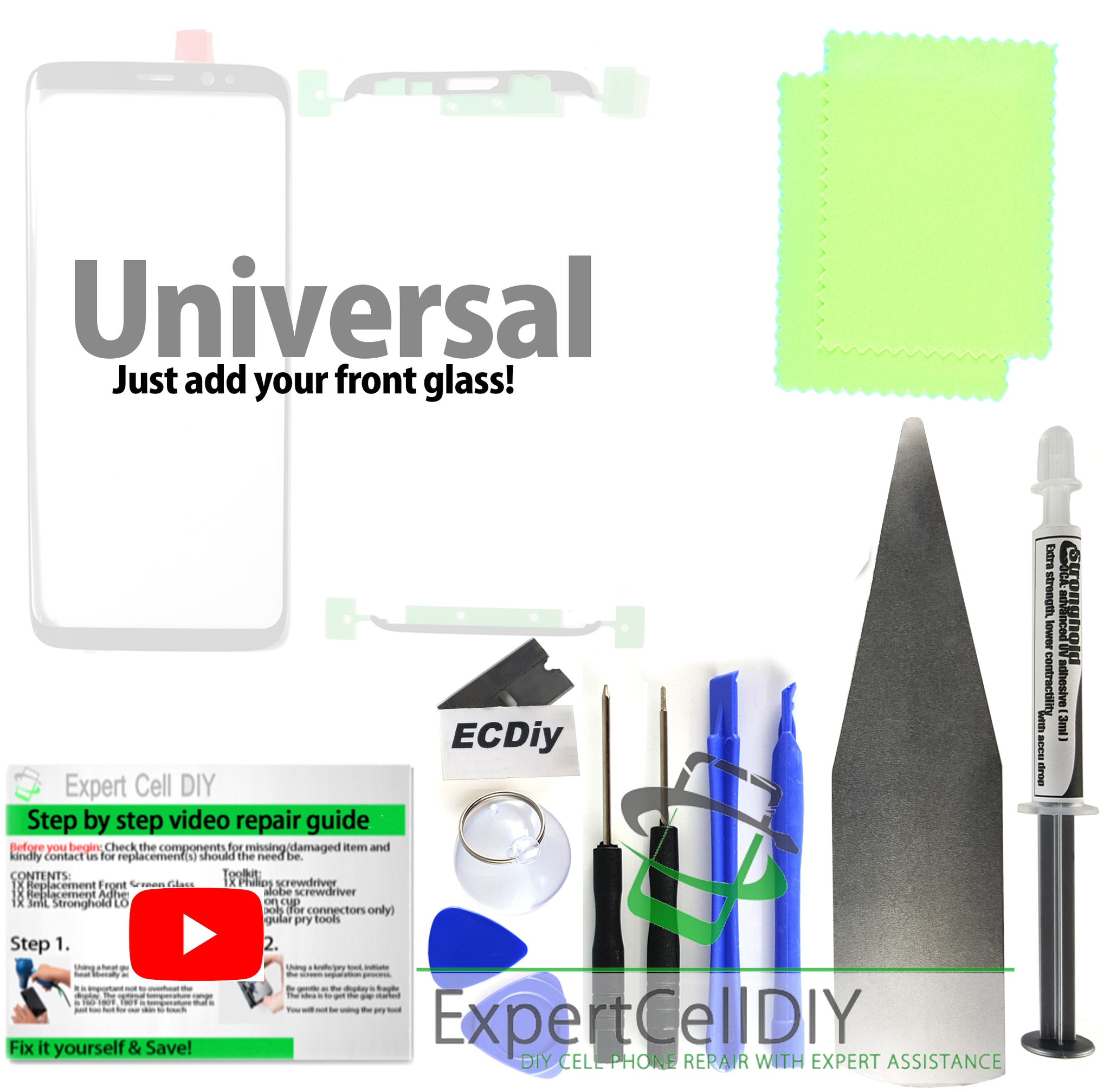 Universal Front Screen Glass Repair Kit (Just add a front glass!) –  ExpertCellDIY